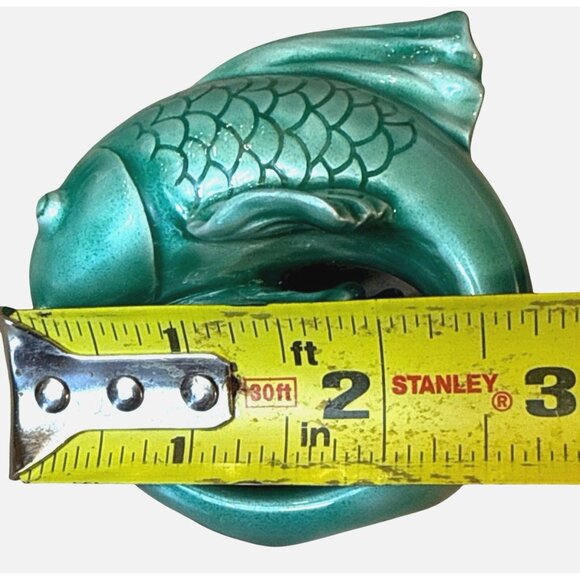 Set Of 4 Pottery Barn Green Ceramic Fish-Shaped Napkin Rings - Picture 7 of 8